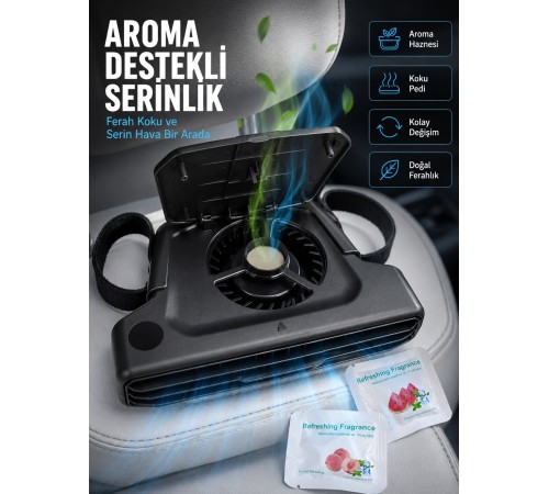 USB Şarjlı Araç Boyun Soğutucu Fan 5 Kademeli Sessiz Çalışan Turbo Fan