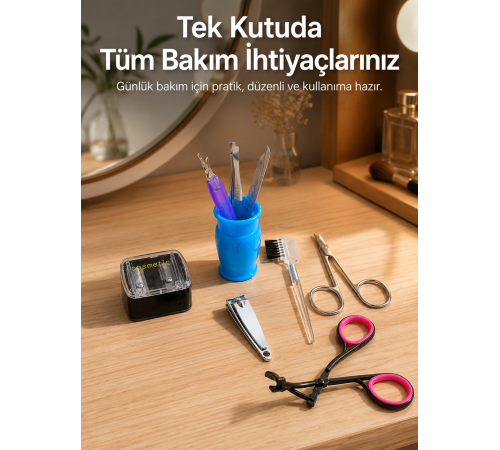 Ev Tipi Manikür Seti Cımbız Tırnak Makası Kaş Makası Bakım Kiti