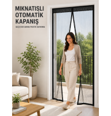Siyah File Mıknatıslı Kapı Sinekliği Evcil Hayvan Geçişine Uygun Pratik Tasarım