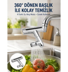 360° Dönüşlü Su Akışı Başlığı | 4'ü 1 Arada Kullanım Yeni Nesil