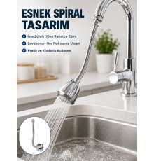 Çok Fonksiyonlu Musluk Uzatma Aparatı 360° Hareketli Krom Musluk Başlığı