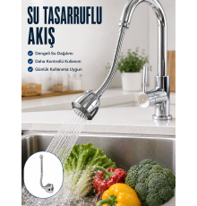 Ayarlanabilir Musluk Başlığı Esnek Spiral Hortumlu Lavabo Uzatma Aparatı