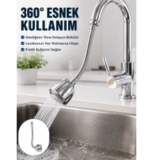 Krom Musluk Uzatma Aparatı 360° Dönebilen Su Tasarruflu Lavabo Fıskiyesi