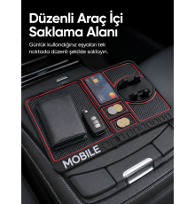 Telefon Standlı Araç İçi Organizer Kaydırmaz Silikon Konsol Düzenleyici Mat