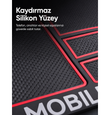 Çok Bölmeli Araç İçi Organizer Mat Kaydırmaz Silikon Telefon Tutuculu Tasarım