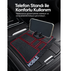 Araç İçi Telefon Standlı Kaydırmaz Silikon Organizer Mat Konsol Düzenleyici