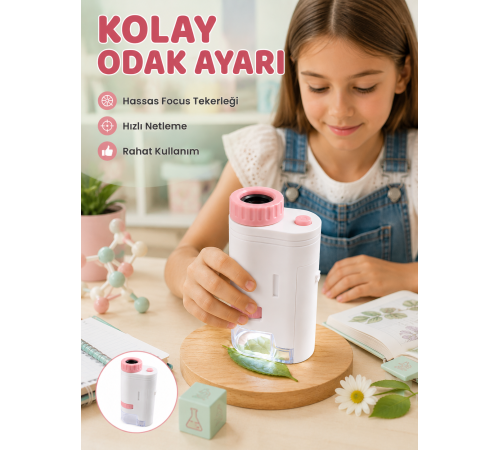 LED Aydınlatmalı Taşınabilir Mikroskop 80X-200X Ayarlanabilir Büyütme Özellikli
