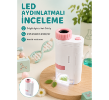 Çocuklar İçin Taşınabilir Bilim Mikroskobu 80X-200X Büyütme ve LED Aydınlatma