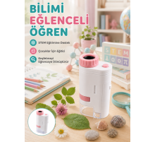 Taşınabilir LED Mikroskop 80X-200X Büyütmeli Çocuklar İçin Eğitici Bilim Mikroskobu