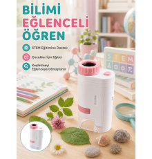 Taşınabilir LED Mikroskop 80X-200X Büyütmeli Çocuklar İçin Eğitici Bilim Mikroskobu