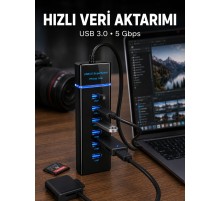 USB 3.0 Çoklayıcı 7 Port Yüksek Hızlı Veri Aktarım