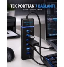 USB Hub 7 Port USB 3.0 Çoklayıcı Windows Uyumlu