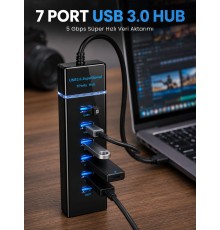 7 Port USB 3.0 Çoklayıcı Hub 5Gbps Veri Aktarım Adaptörü