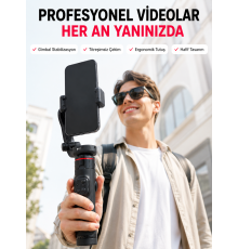 Akıllı Takipli Gimbal Selfie Stick Profesyonel Video Çekim Stabilizatörü Uzayabilir Tripod Bluetooth Kumandalı