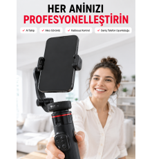 360° AI Akıllı Takipli Selfie Stick Gimbal Stabilizatör Bluetooth Kumandalı Uzayabilir Telefon Tripodu