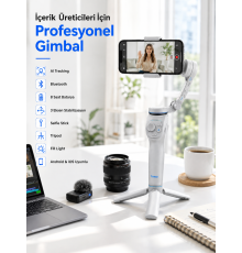 Akıllı Telefon Gimbal Sabitleyici 360° Takip Özellikli Profesyonel Video Çekim Stabilizeri