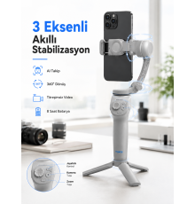 Profesyonel Telefon Gimbal Stabilizer 3 Eksen Sabitleme Çoklu Çekim Modları Uzun Pil Ömürlü Taşınabilir Tasarım