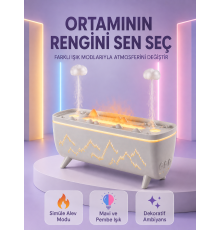 Yağmur Efektli Hava Nemlendirici 280 ML Aromaterapi Difüzörü Alev Modlu Uzaktan Kumandalı
