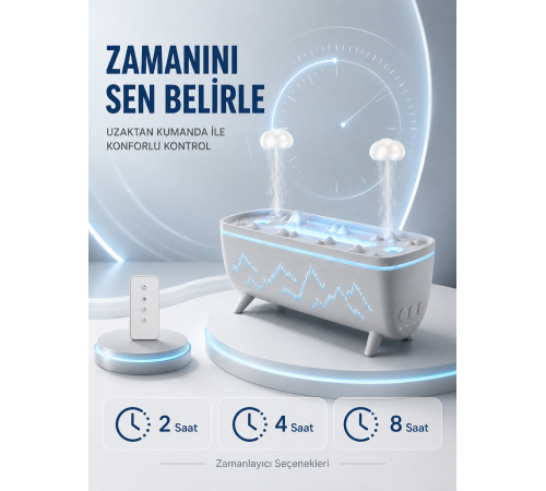 Uzaktan Kumandalı Aroma Difüzörü Sessiz Hava Nemlendirici Alev Efektli 2 4 8 Saat Zamanlayıcılı