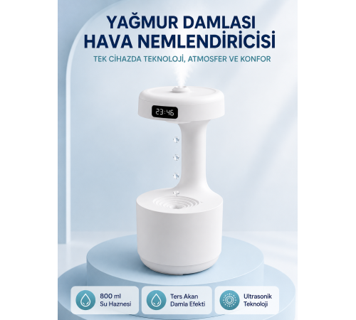 Anti Yerçekimi Su Damlası Hava Nemlendirici 800 ml Ultrasonik Aroma Difüzör