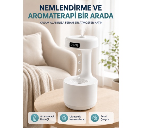 Yağmur Damlası Hava Nemlendirici Ultrasonik Buhar Makinesi 800 ml Aroma Difüzör