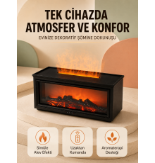 Alev Efektli Hava Nemlendirici Aromaterapi Difüzörü Uzaktan Kumandalı 250 ML