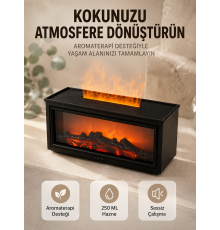 Aroma Difüzörü Simüle Alev Efektli Sessiz Hava Nemlendirici 250 ML