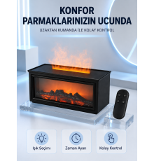 Dekoratif Şömine Görünümlü Nemlendirici Uzaktan Kumandalı Renkli LED Işıklı Difüzör