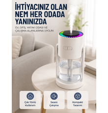 Ultrasonik Hava Nemlendirici Renkli LED Işıklı Sessiz Oda Nemlendirme Cihazı