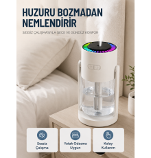 Taşınabilir Hava Nemlendirici LED Işıklı Şeffaf Hazneli Ev Ofis Yatak Odası Nemlendirme Cihazı