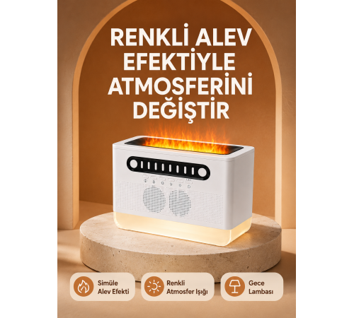 Type-C Şarjlı Kablosuz Hoparlör Beyaz Gürültü ve Atmosfer Işığı