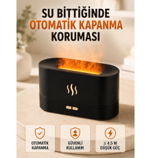 Alev Efektli Ultrasonik Aroma Difüzörü 180 ML LED Işıklı Hava Nemlendirici