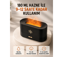 180 ML Alev Efektli Aroma Difüzörü Ultrasonik Buharlı Aromaterapi Cihazı