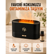 Alev Efektli Aroma Difüzörü Uçucu Yağ Destekli USB Hava Nemlendirici