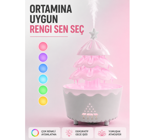 Dekoratif Şans Ağacı Ultrasonik Nemlendirici RGB Gece Lambalı Aroma Difüzörü