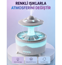 RGB Işıklı Yağmur Efektli Hava Nemlendirici 350 ML Sessiz Çalışma Uzaktan Kumanda