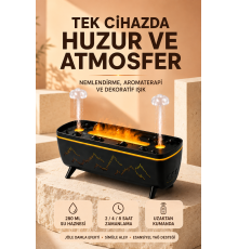 Jöle Yağmur Efektli Hava Nemlendirici 280 ML Aromaterapi Difüzörü Alev Efektli