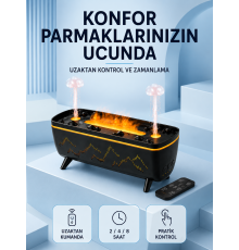 Siyah Aroma Difüzörü Jöle Damla Efektli Hava Nemlendirici Uzaktan Kumandalı LED Işıklı