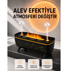 Alev Efektli Hava Nemlendirici 280 ML Esansiyel Yağ Uyumlu Jöle Yağmur Efektli Difüzör