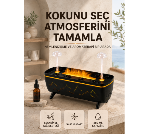 Uzaktan Kumandalı Hava Nemlendirici Aromaterapi Difüzörü 2 4 8 Saat Zamanlayıcılı Siyah