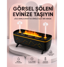 Dekoratif Siyah Hava Nemlendirici Jöle Damla ve Alev Efektli LED Işıklı Aroma Difüzörü