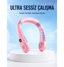 Pembe Şarjlı Boyun Fanı 5 Kademeli Hız Ayarlı Taşınabilir Boyun Tipi Fan