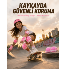 Pembe Çocuk Koruyucu Dizlik Dirseklik ve El Bilek Koruyucu