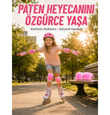 Pembe Çocuk Kaykay Paten Scooter Bisiklet Koruyucu Dizlik