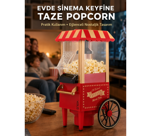 Yağsız Popcorn Makinesi Sıcak Hava ile Hızlı Patlatma
