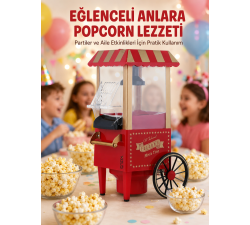 Nostaljik Tasarımlı Yağsız Mısır Patlatma Makinesi