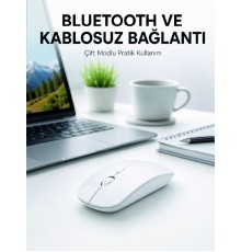 Bluetooth Kablosuz Wireless Mouse Şarjlı Sessiz Ergonomik 5000 DPI Fare