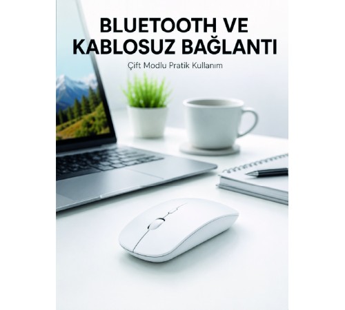 Bluetooth Kablosuz Wireless Mouse Şarjlı Sessiz Ergonomik 5000 DPI Fare