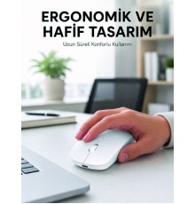 Profesyonel Kablosuz Bluetooth Mouse Çift Modlu Şarjlı Ergonomik Fare