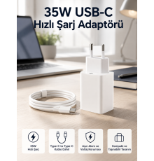 35W USB-C Hızlı Şarj Adaptörü Type-C to C Kablo Seti